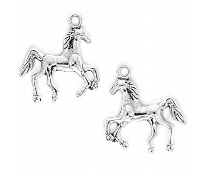 Zawieszka metalowa charms KOŃ 21x21mm 2szt srebrny