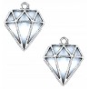 Zawieszka Metalowa do Biżuterii Bransoletek charms DIAMENT 20x16x3mm 2szt