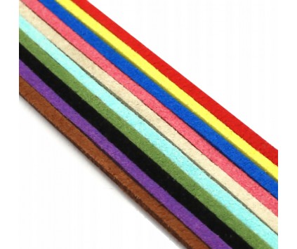 Rzemień Zamszowy Rzemyk Płaski ~ 2,5x1,5mm do Biżuterii Mix Kolorów 10x1m