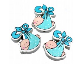 Koraliki Drewniane Dziecko Baby Shower 30mm 3szt