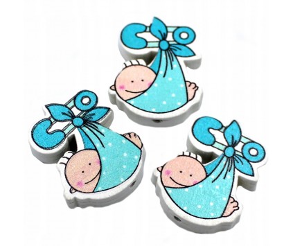 Koraliki Drewniane Dziecko Baby Shower 30mm 3szt