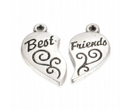 Zawieszka dla Przyjaciół Serce BEST FRIENDS zestaw PREZENT NA WALENTYNKI
