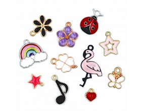 Zawieszki Metalowe Emaliowane Charms mix 10szt