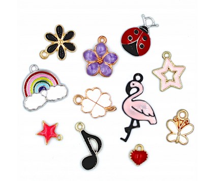 Zawieszki Metalowe Emaliowane Charms mix 10szt