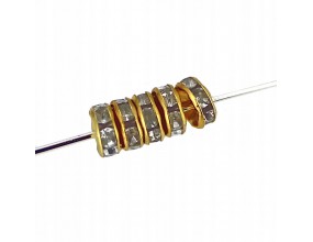 PRZEKŁADKI Z CYRKONIAMI CRISTAL ZŁOTY 6mm 10szt