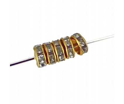 PRZEKŁADKI Z CYRKONIAMI CRISTAL ZŁOTY 6mm 10szt