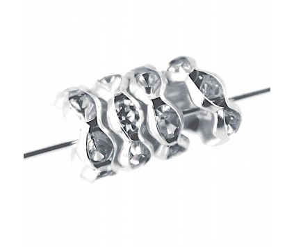PRZEKŁADKI Z CYRKONIAMI CRISTAL SREBRNY 8mm 10szt