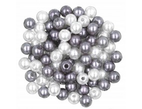 Koraliki Perły Akrylowe 6mm 100szt Biało-Szare
