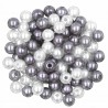 Koraliki Perły Akrylowe 6mm 100szt Biało-Szare