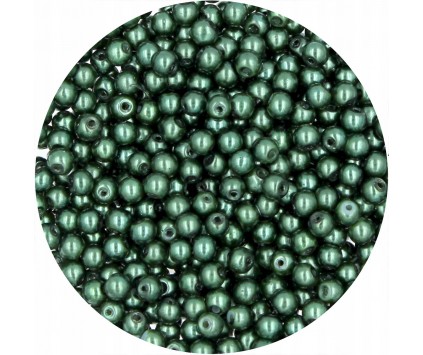 PERŁA PERŁY PEREŁKI SZKLANE 4mm 50szt zielony ciem