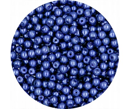 PERŁA PERŁY PEREŁKI SZKLANE 4mm 50szt granatowe
