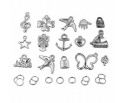 ZAWIESZKI CHARMS MIX + OGNIWA ZESTAW 30 EL.SREBRNE