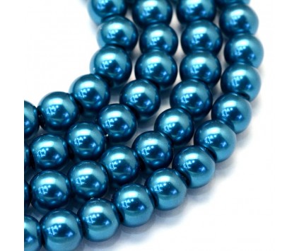KORALIKI MROŻONE SZNUR 8mm SZKLANE 52szt mleczne