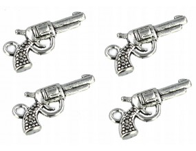 Zawieszka metalowa charms pistolet E 22x16mm 4szt