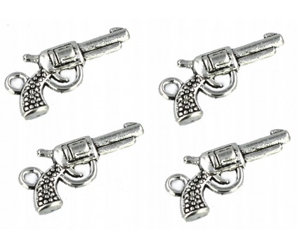 Zawieszka metalowa charms pistolet E 22x16mm 4szt