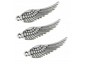 Zawieszka metalowa charms 29x9mm 3szt skrzydło
