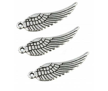 Zawieszka metalowa charms 29x9mm 3szt skrzydło