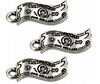 Zawieszka metalowa charms dolar 17x7mm 3szt kasa