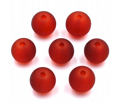 KORALIKI MROŻONE SZKLANE 8mm 20SZT C.CZERWONY