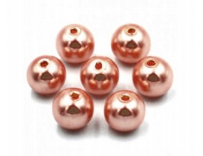 KORALIKI PERŁY SZKLANE 8mm BEŻOWO-POMARAŃCZ 20SZT