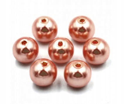 KORALIKI PERŁY SZKLANE 8mm BEŻOWO-POMARAŃCZ 20SZT