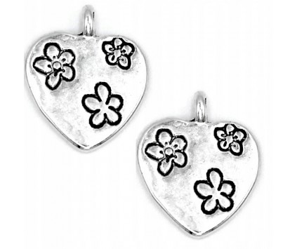 Zawieszka metalowa charms SERCE KWIATKI 19x16mm