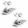 Zawieszka metalowa charms ŁABĘDŹ 19x16mm 2szt