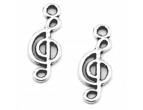 Zawieszka metalowa charms KLUCZ WIOLINOWY 20x8mm 2szt