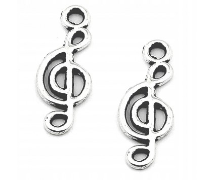 Zawieszka metalowa charms KLUCZ WIOLINOWY 20x8mm 2szt