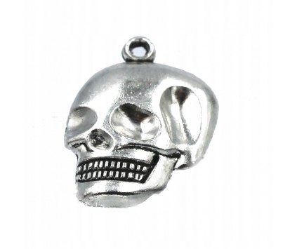 Zawieszka metalowa Charms CZASZKA 22x15mm halloween