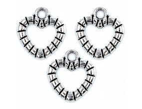 Zawieszka metalowa charms SERCE 13x12mm 3szt
