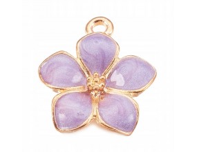 Zawieszka emaliowana charms KWIAT KWIATEK 16x14mm FIOLETOWY 1szt