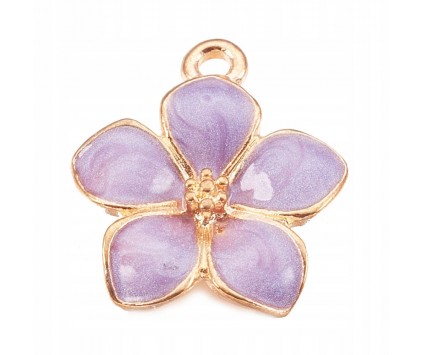 Zawieszka emaliowana charms KWIAT KWIATEK 16x14mm FIOLETOWY 1szt