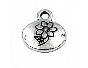 Zawieszka charms metalowa KWIAT okrąg 11x13mm 1szt