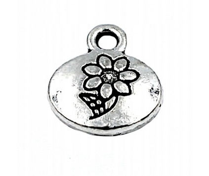 Zawieszka charms metalowa KWIAT okrąg 11x13mm 1szt