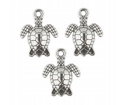 Zawieszka metalowa charms ŻÓŁW 16x12mm 3szt