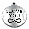 Zawieszka charms metalowa I LOVE YOU 24x27mm 1szt