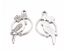 Zawieszka PAPUGA charms metal 28x15mm 4szt